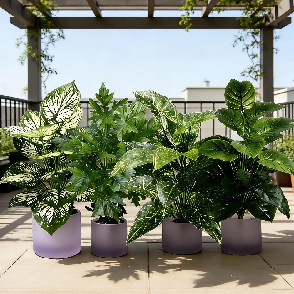 Fiddle Leaf Fig - 4-teiliges Set Künstliche Pflanzen mit 48