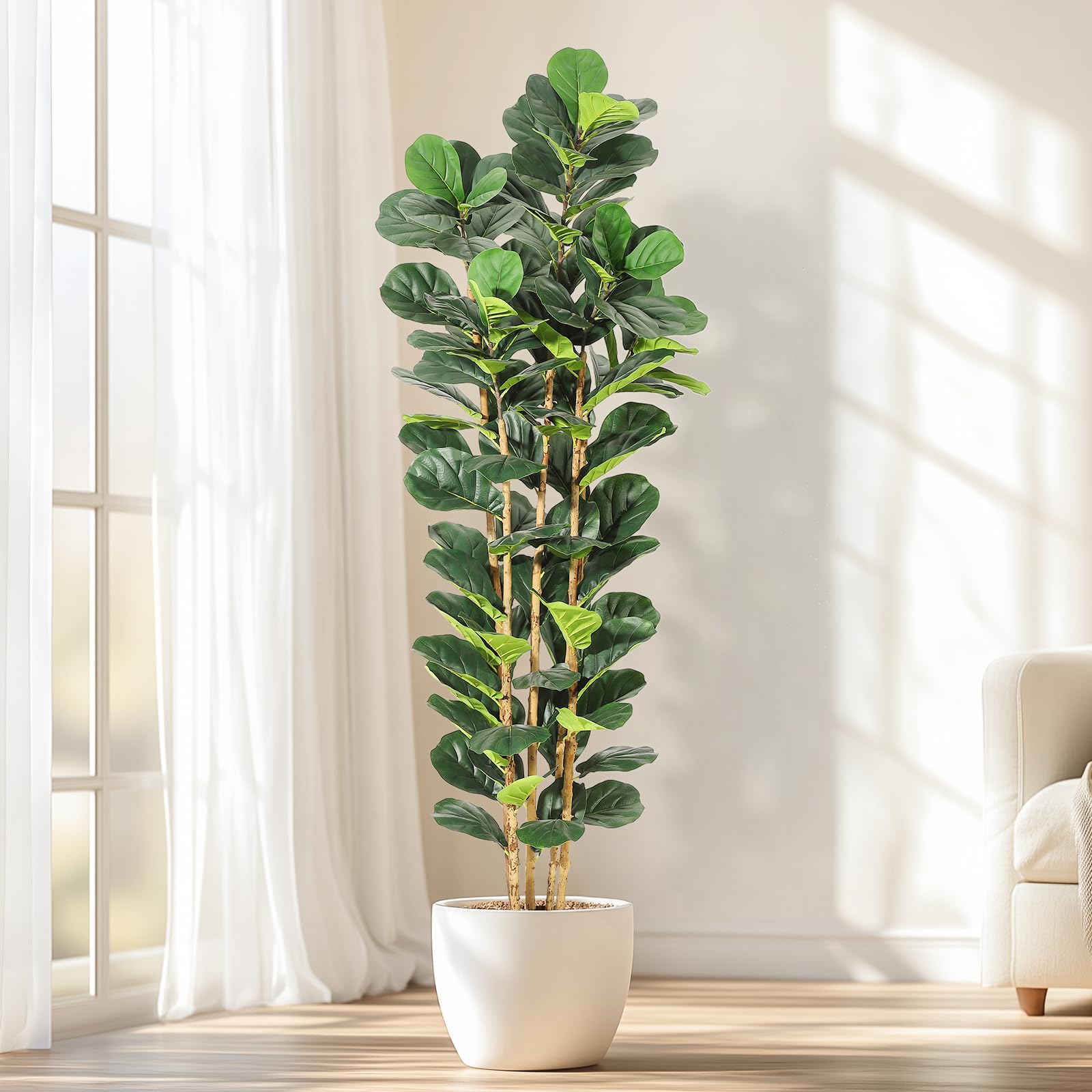 Fiddle Leaf Fig - Künstlicher Fiddle-Leaf-Fig-Baum 5/6/7 FT, künstlicher Ficus-Baum