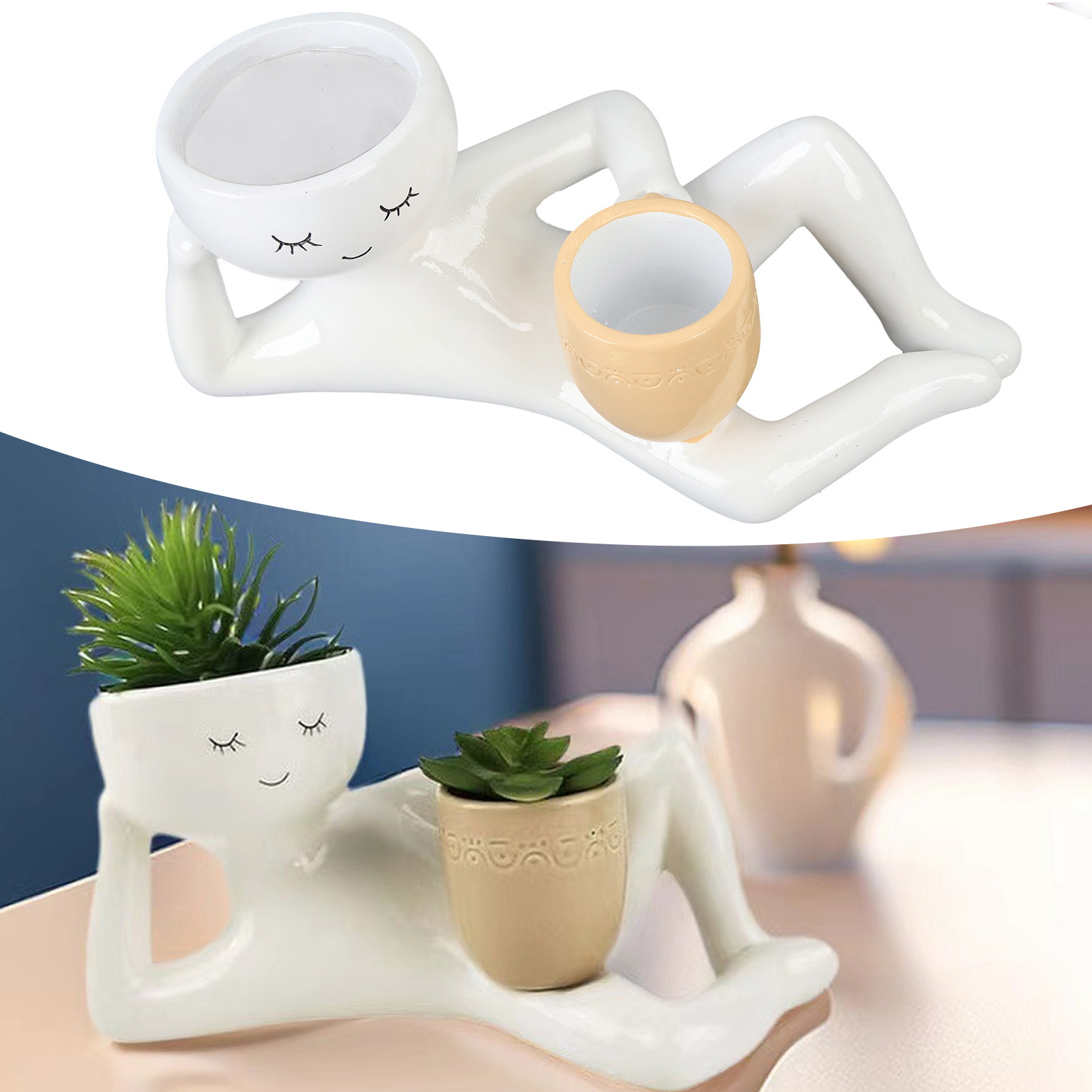 Succulent Set - Sukkulenten-Topf, kreativer, atmungsaktiver Blumentopf aus Kunstharz