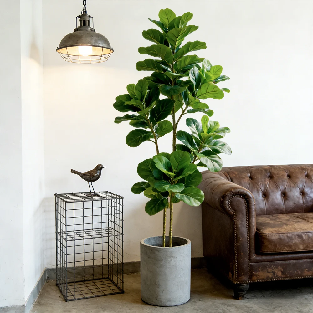 Fiddle Leaf Fig - 64/122 cm künstlicher Geigenfeigenbaum, künstliche Eichenpflanze,