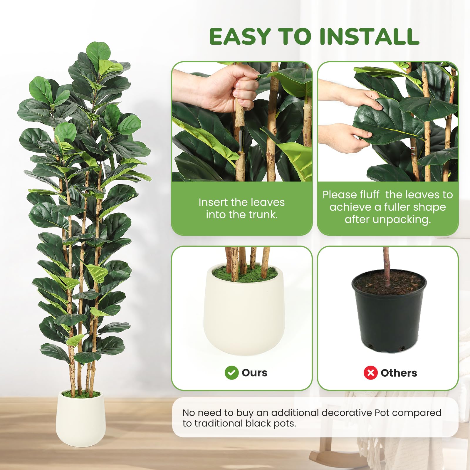 Künstlicher Fiddle-Leaf-Fig-Ba – Fiddle Leaf Fig Bewertung und Preis